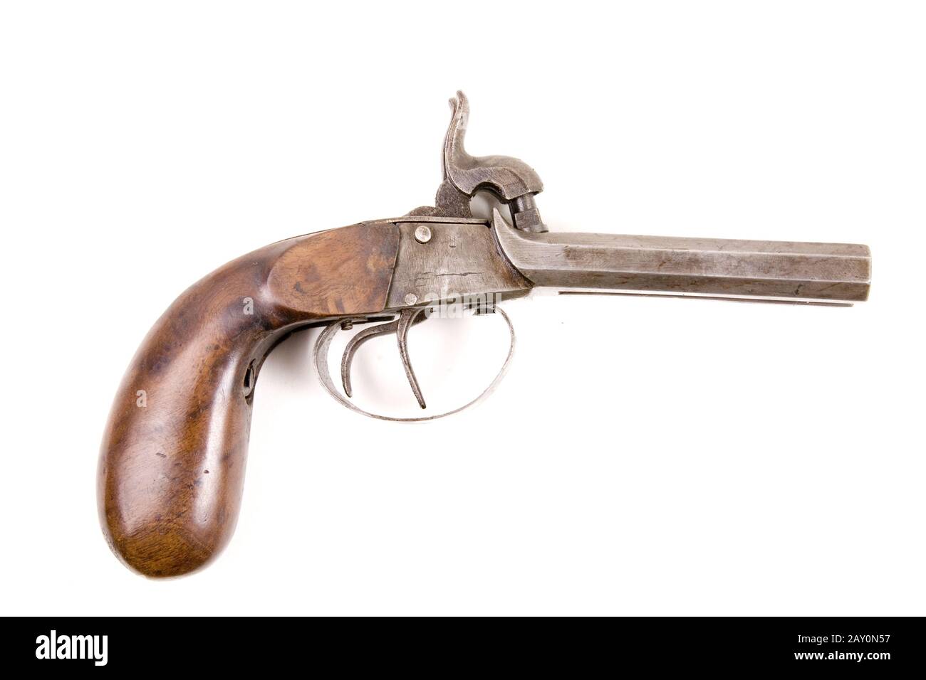 Pistola a percussione a doppio fusto CA 1840 - percussionarma (1840) Foto Stock