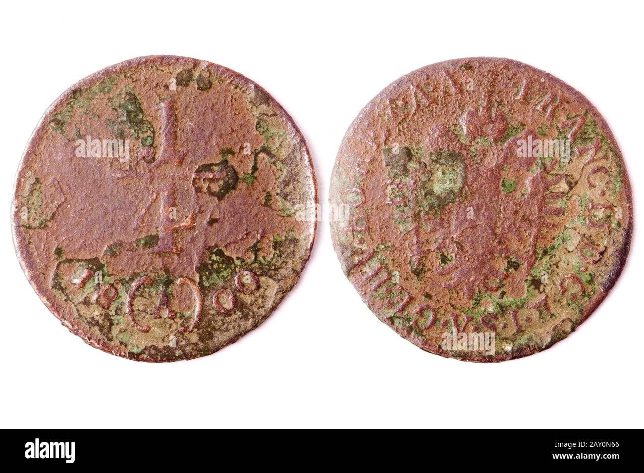 Moneta da gettone austriaca del 1800 (1/4 incrociatore) - moneta austriaca (1/4 incrociatore)(1800) Foto Stock
