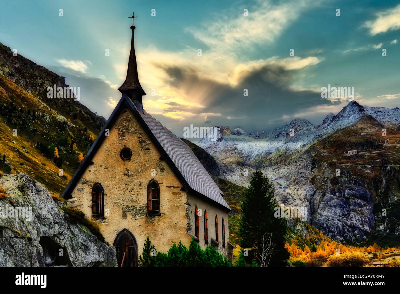 Chiesa Di Gletch, Vallese, Svizzera Foto Stock