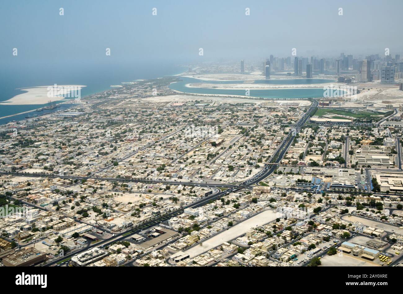 Città di Dubai dalla vista dall'alto Foto Stock