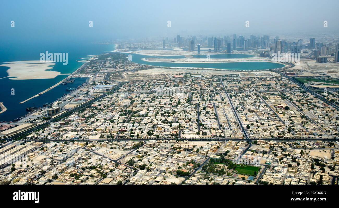 Città di Dubai dalla vista dall'alto Foto Stock