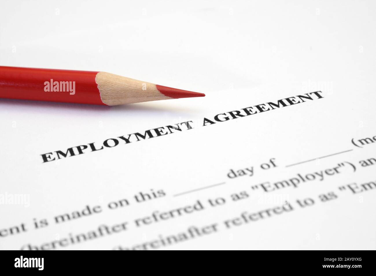 Contratto di lavoro Foto Stock