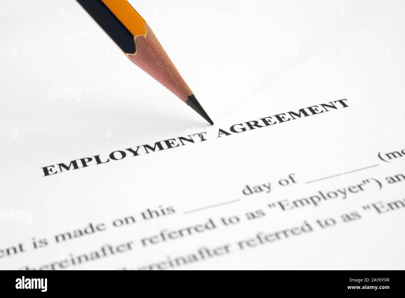 Contratto di lavoro Foto Stock