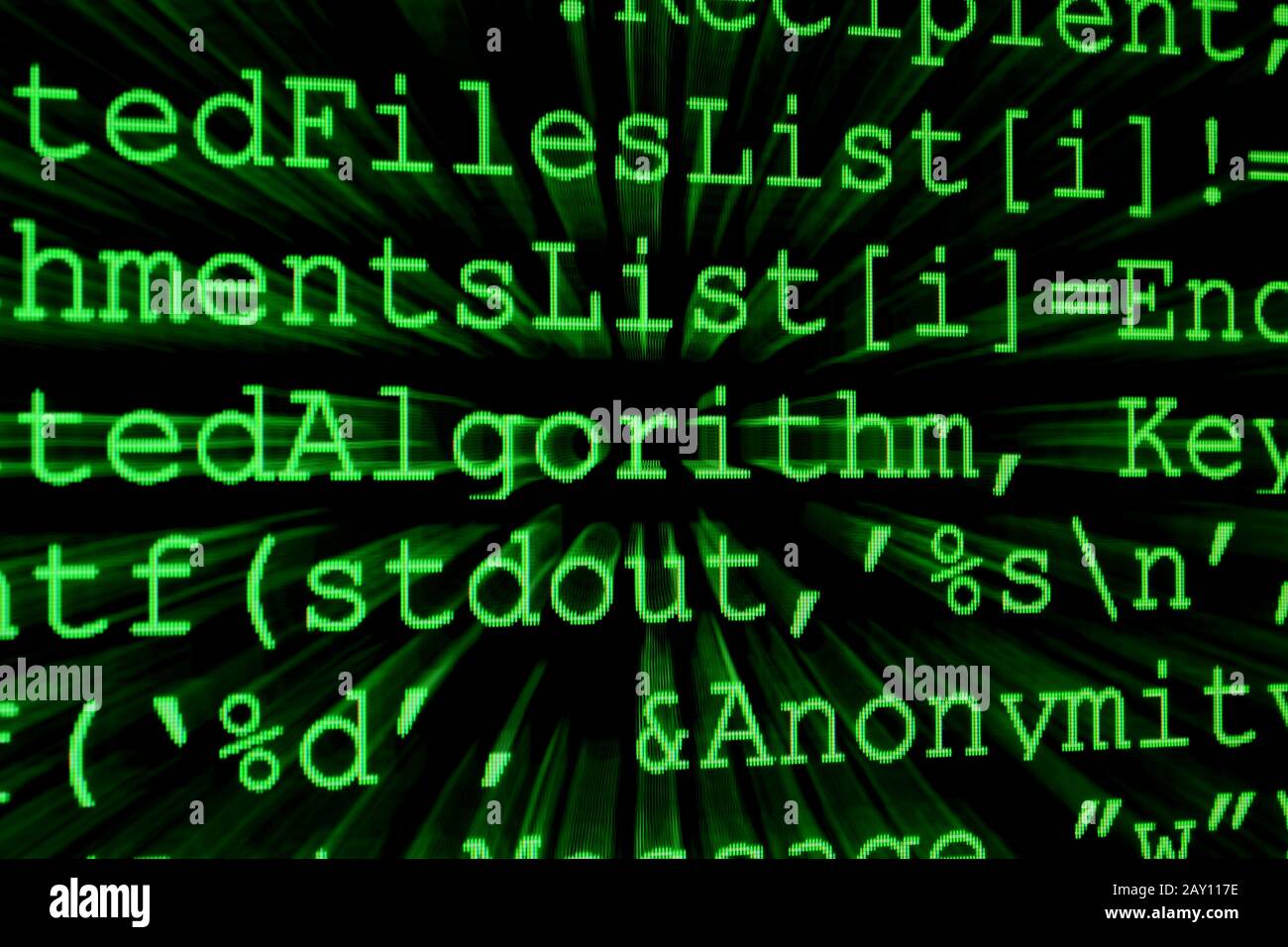 Il codice di un programma su un monitor Foto Stock