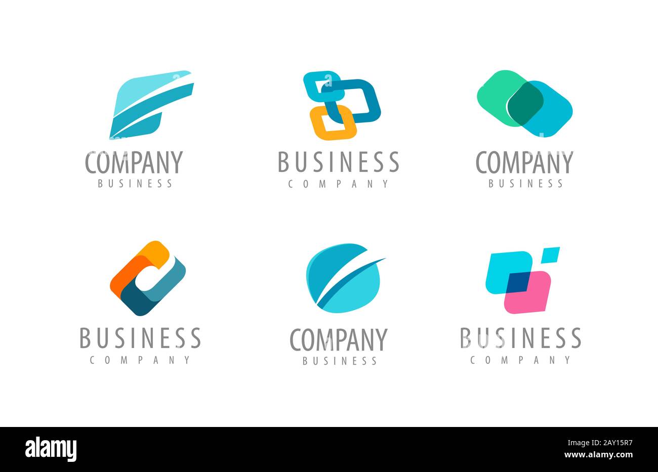 Set aziendale di loghi colorati astratti. Icone vettore Illustrazione Vettoriale