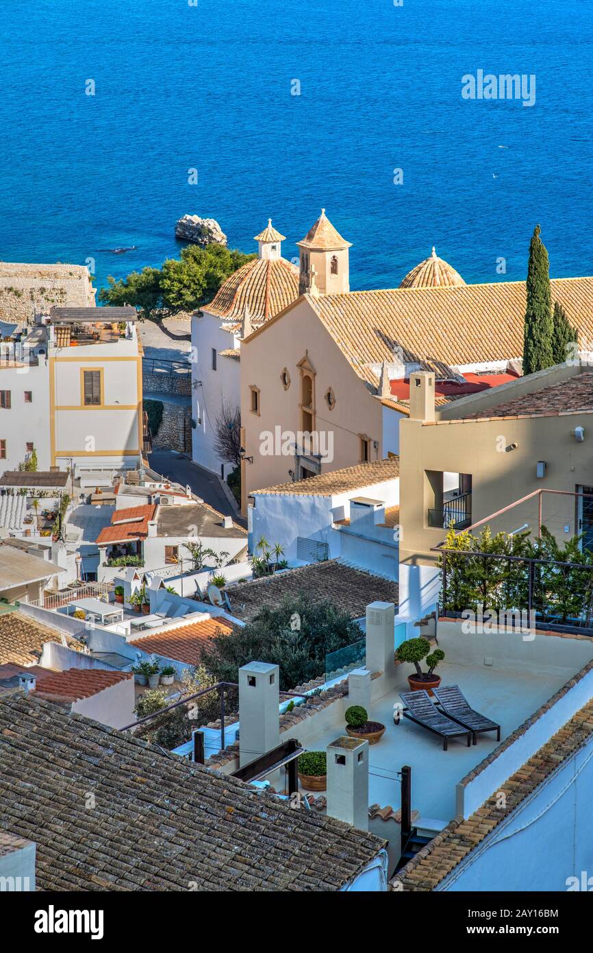 Dalt Vila città vecchia skyline, Ibiza, Isole Baleari, Spagna Foto Stock