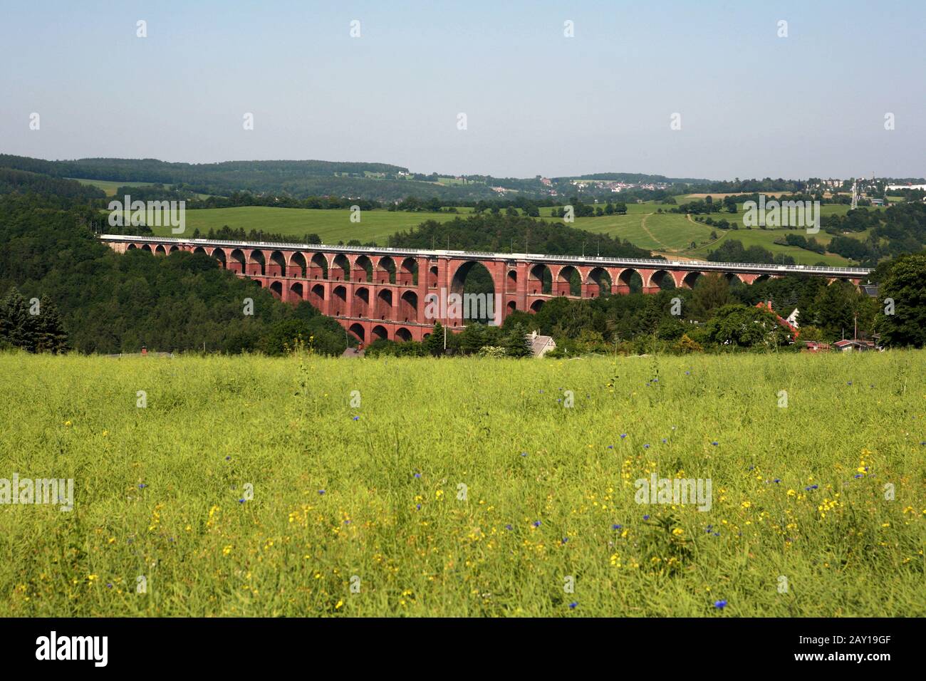 Il ponte Göltzschtal è un ponte ferroviario e il più grande ponte in mattoni del mondo. Foto Stock