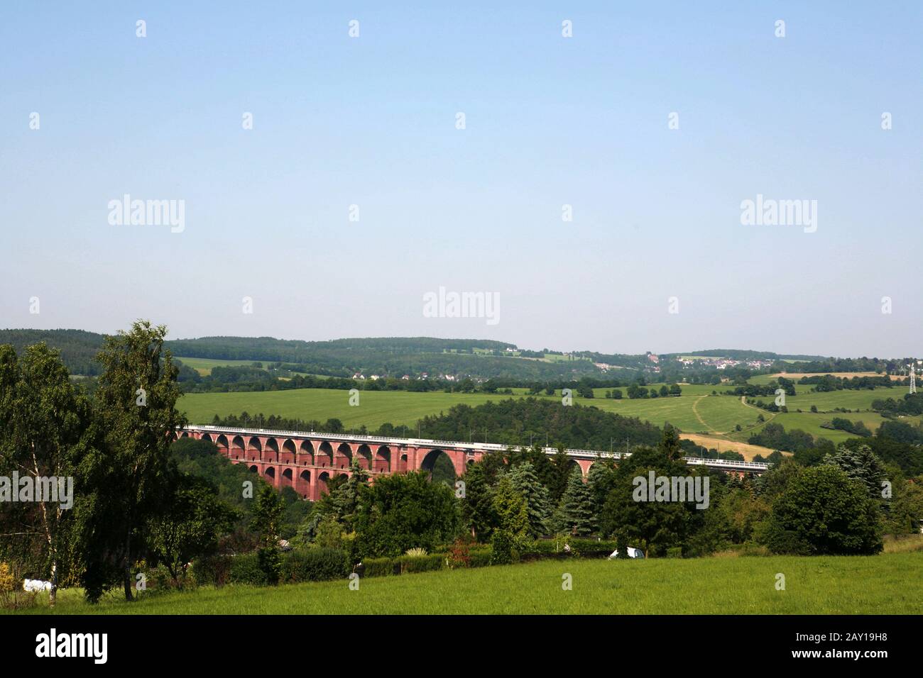 Il ponte Göltzschtal è un ponte ferroviario e il più grande ponte in mattoni del mondo. Foto Stock