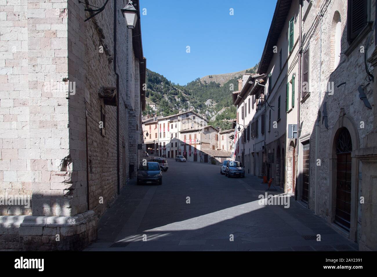 Centro storico di Gubbio, Umbria, Italia. Agosto 18th 2019 © Wojciech Strozyk / Alamy Stock Photo Foto Stock