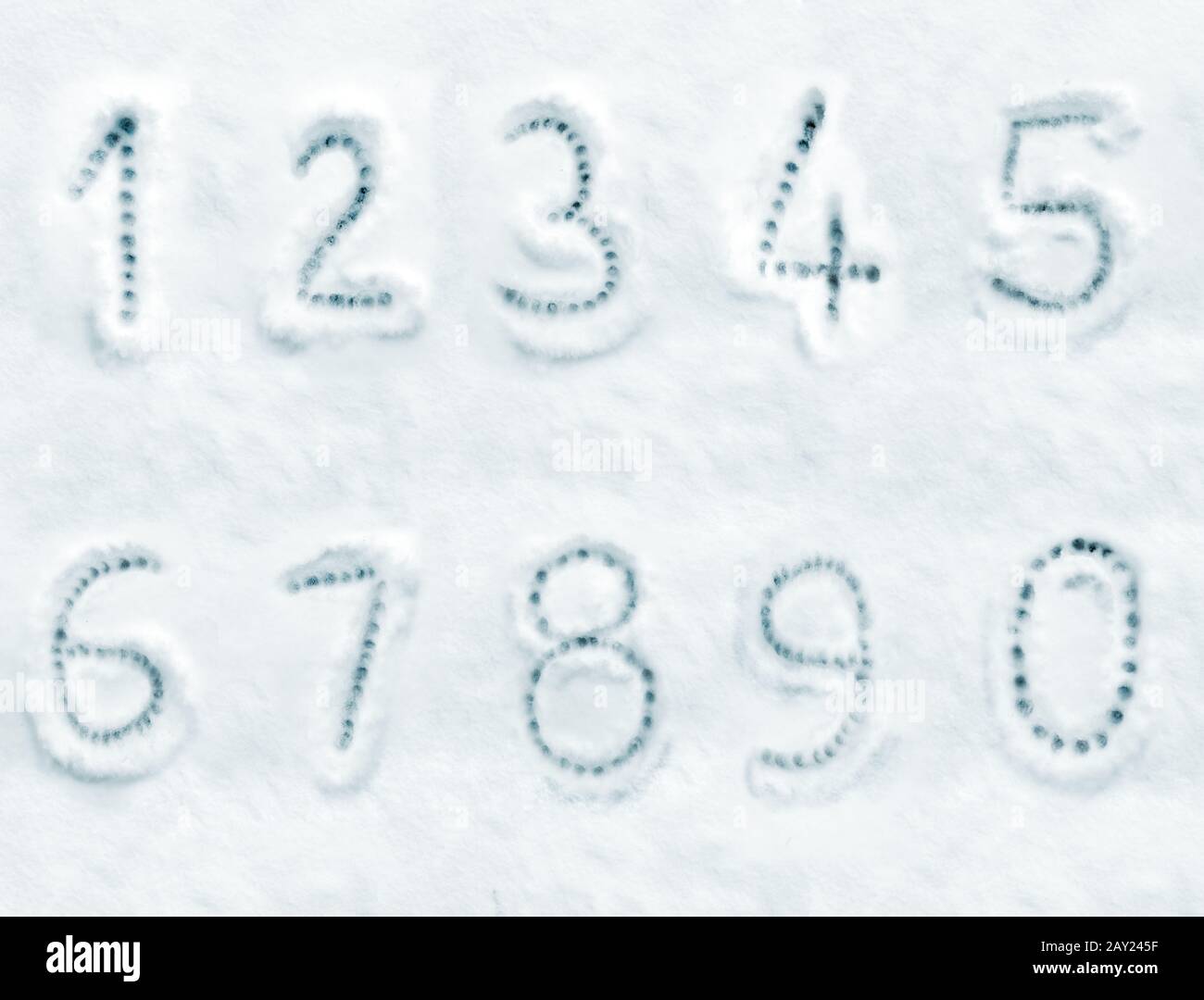 Font per la scrittura a mano dei numeri di neve Foto Stock
