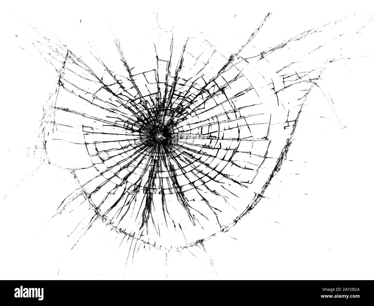 Il vetro rotto su sfondo bianco , sfondo texture oggetto e design Foto Stock