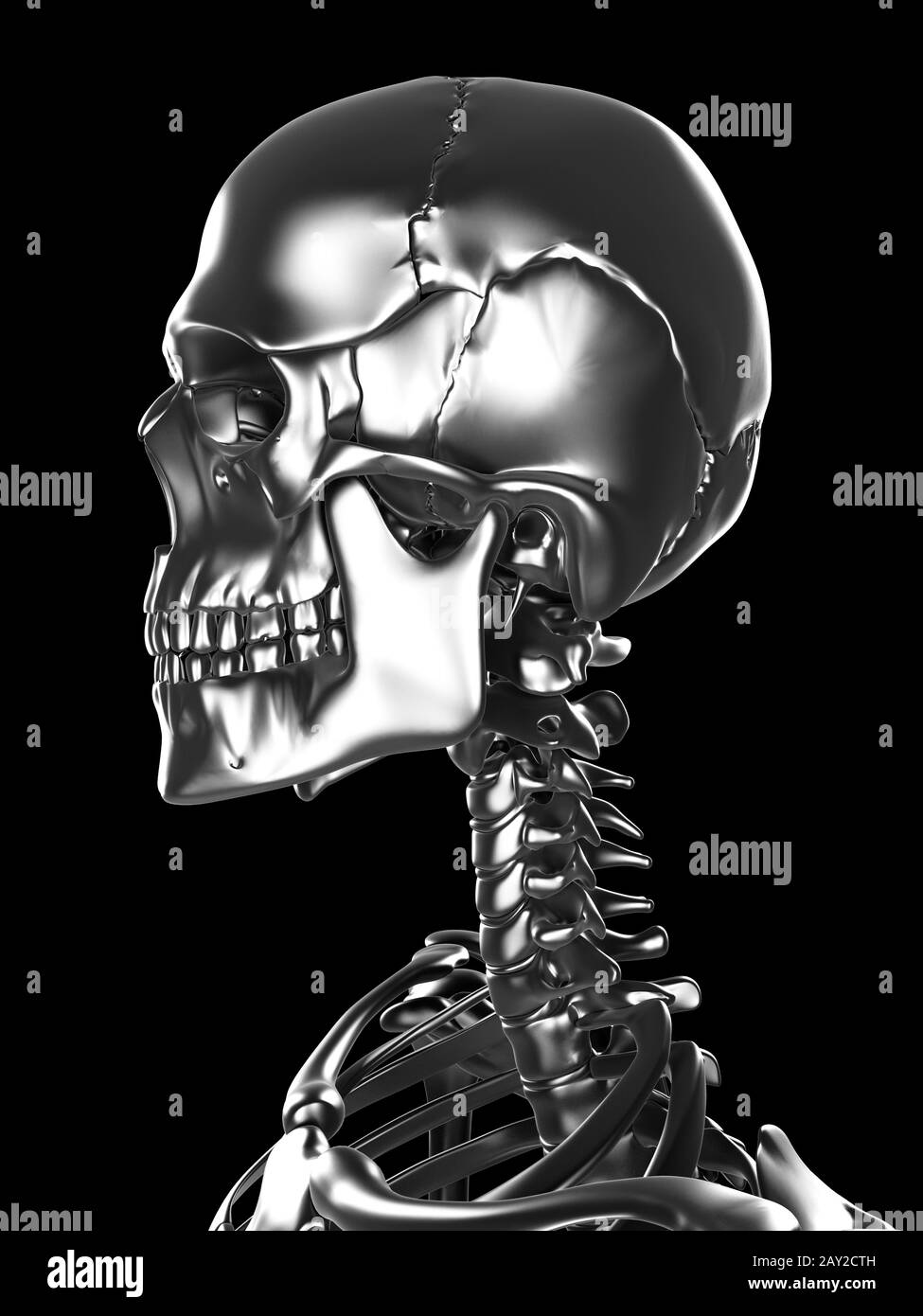 3d reso illustrazione - scheletro metallico Foto Stock