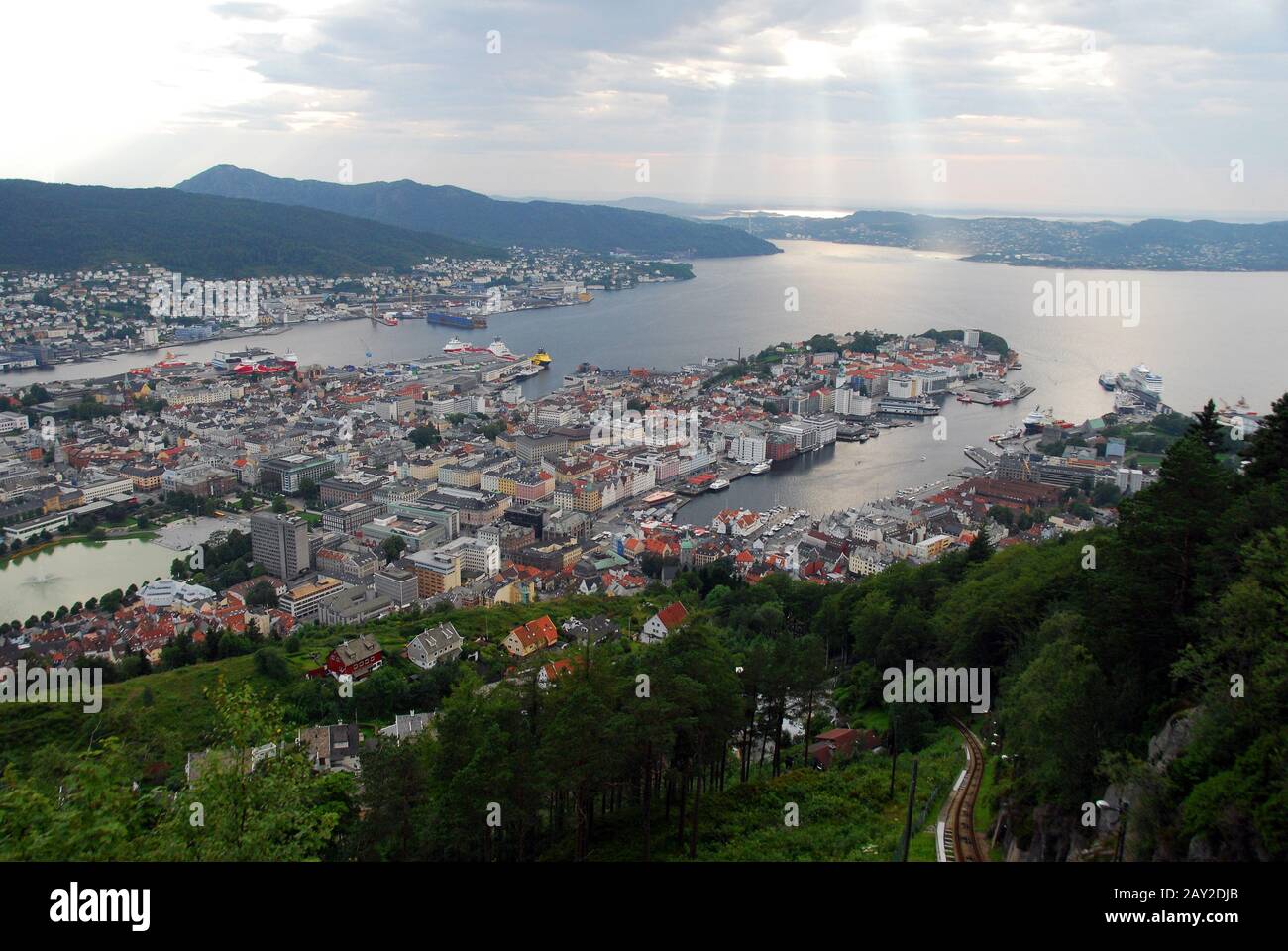 Norvegia Bergen Fløibanen Funicolare Foto Stock