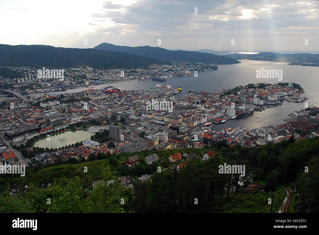 Norvegia Bergen Fløibanen Funicolare Foto Stock