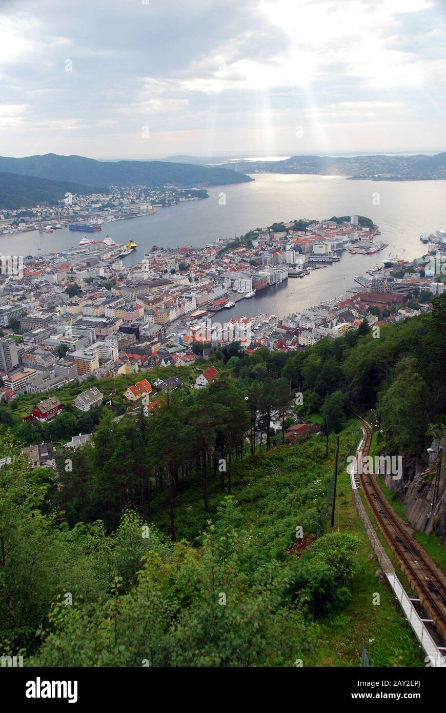 Norvegia Bergen Fløibanen Funicolare Foto Stock