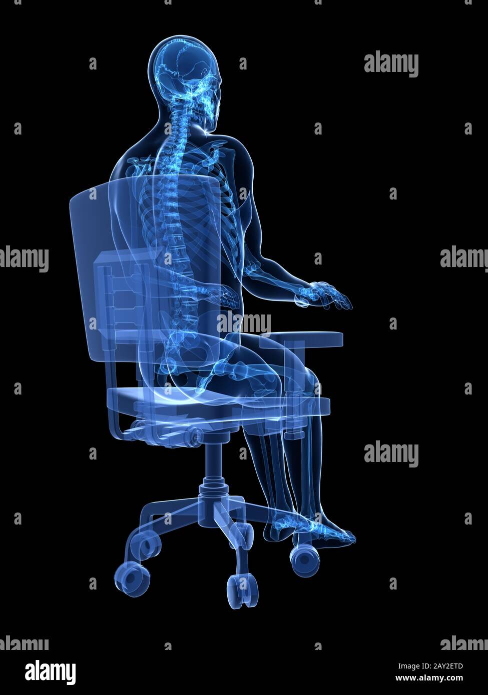 Rendering 3d Illustrazione medica - corretta postura di seduta Foto Stock