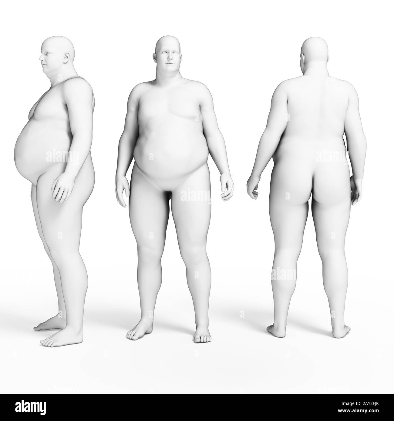 3d reso illustrazione di alcuni uomini sovrappeso Foto Stock