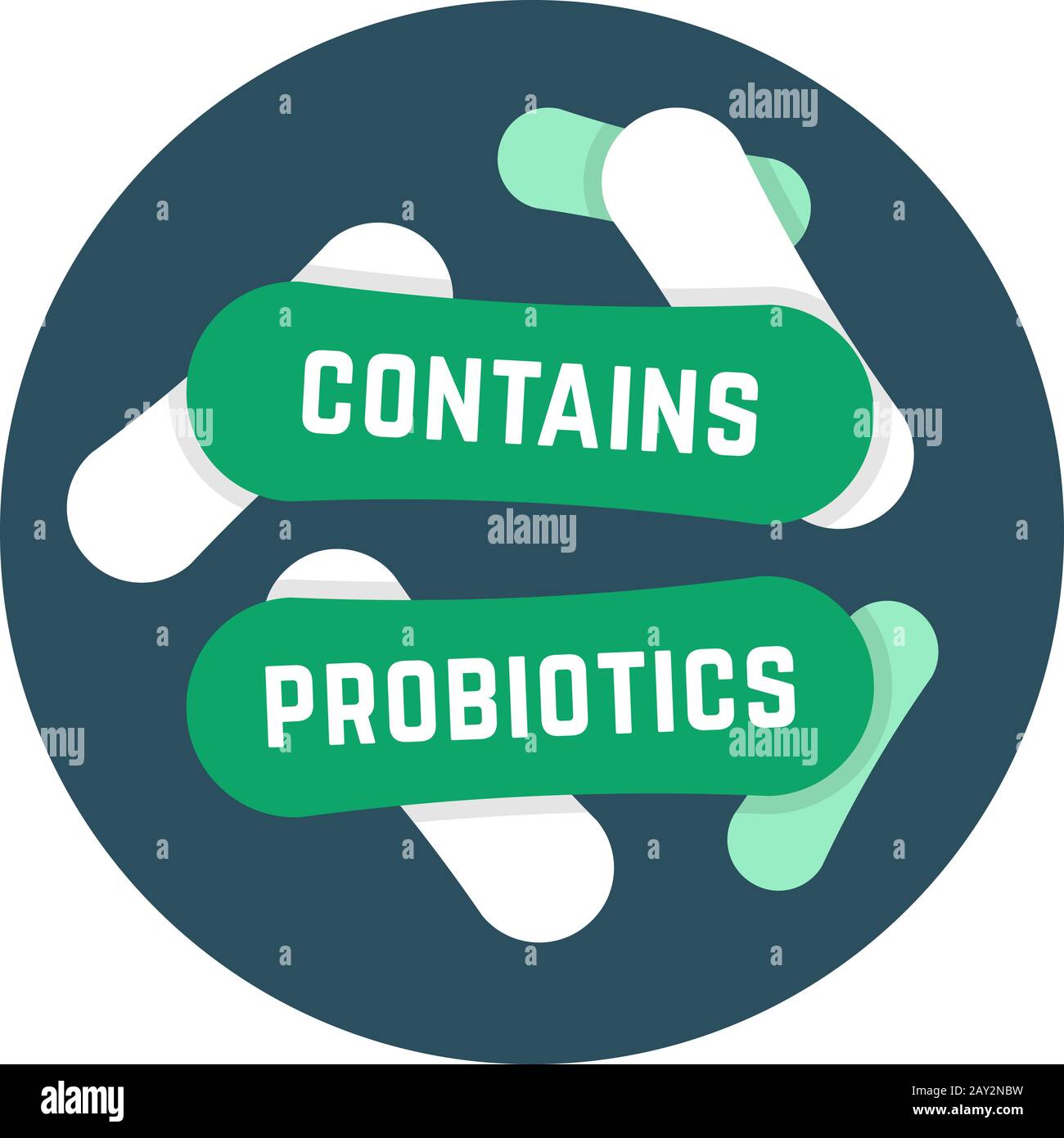 semplice rotondo contiene il logo probiotics Illustrazione Vettoriale