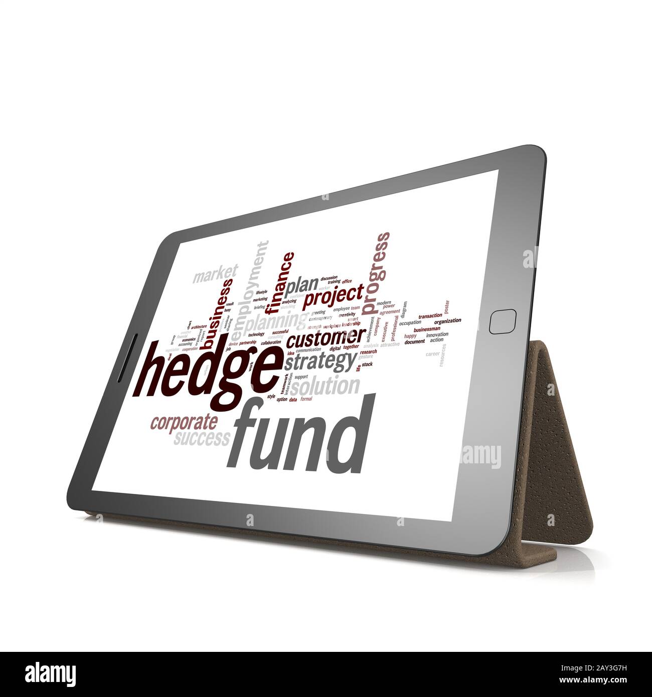 Hedge fund word cloud su tablet Foto Stock