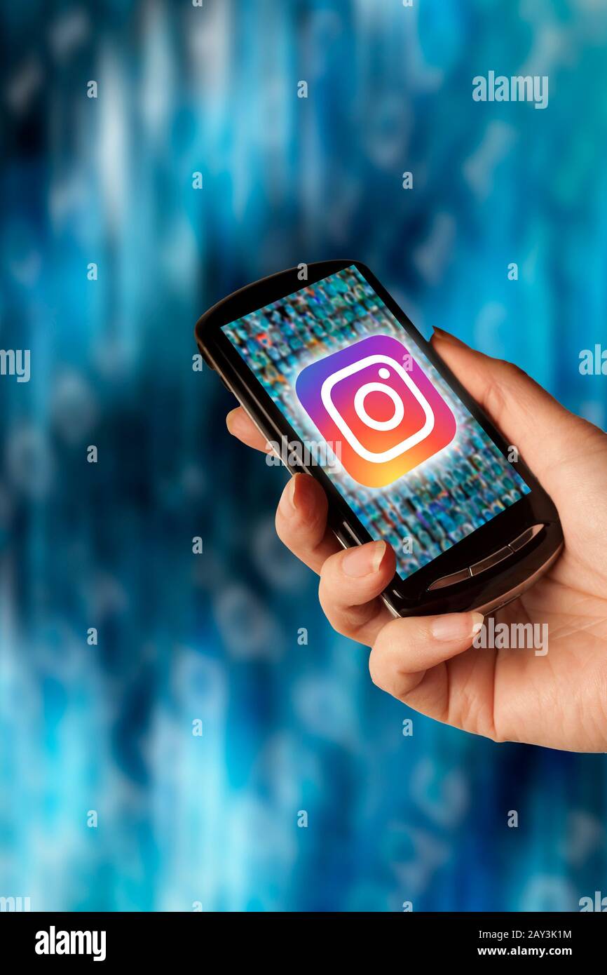 Logo Instagram sullo smartphone Foto Stock