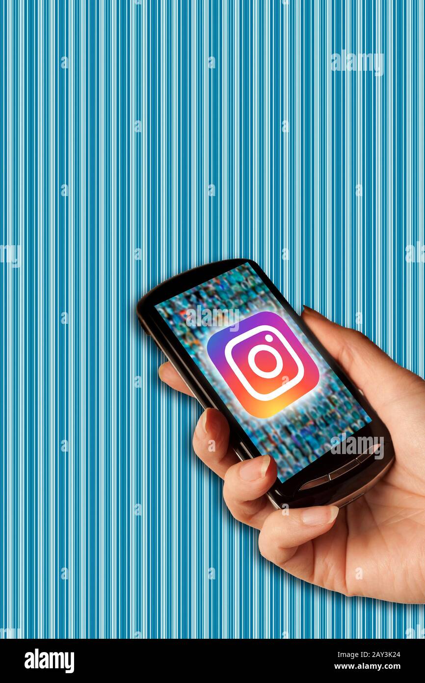 Logo Instagram sullo smartphone Foto Stock