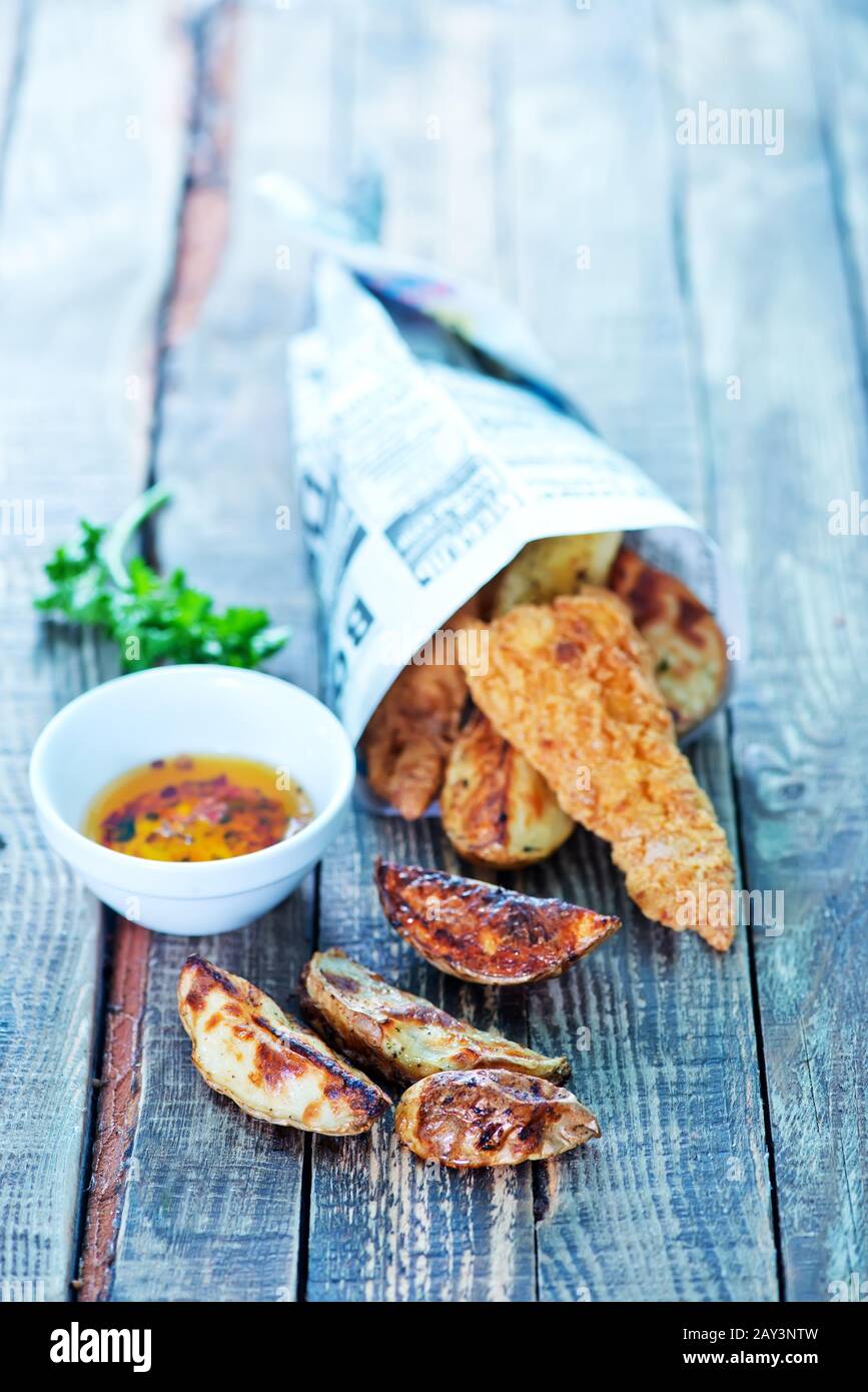 pesce e patatine fritte Foto Stock