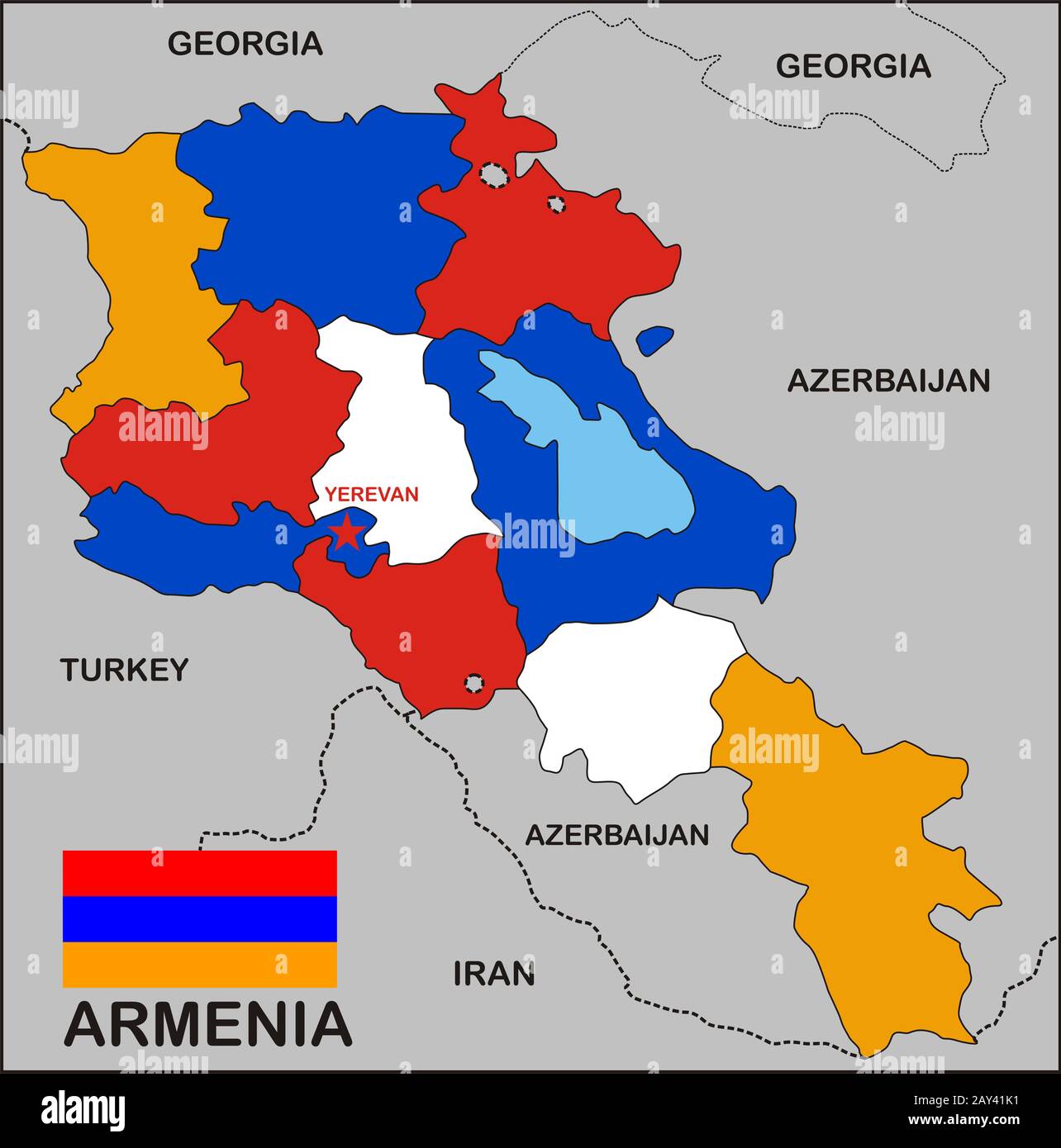 Mappa di Armenia Foto Stock