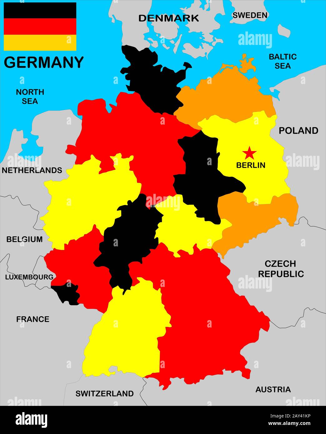 Mappa di Germania Foto Stock