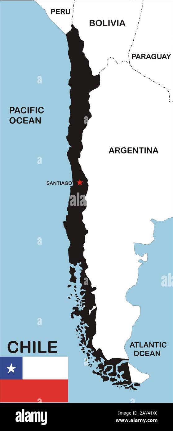 Mappa di Cile Foto Stock