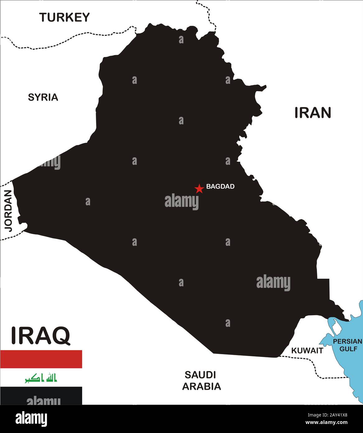 Mappa di Irak Foto Stock