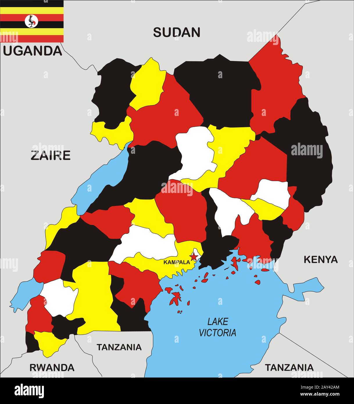 Mappa di Uganda Foto Stock