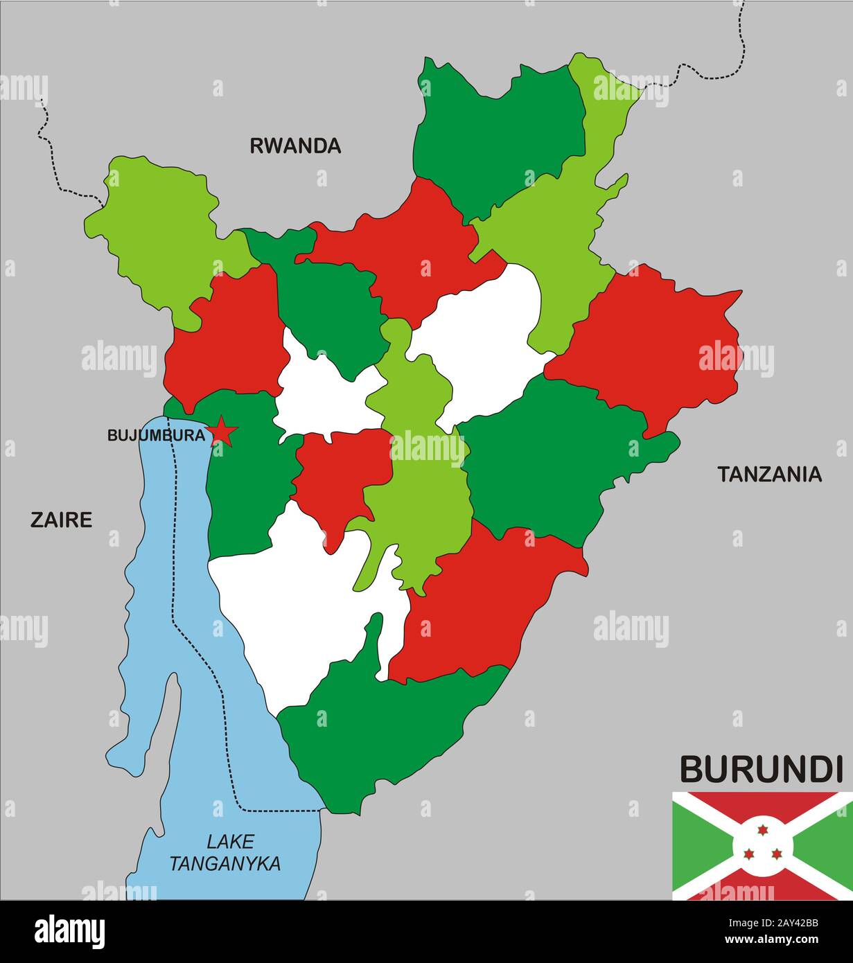 Mappa di Burundi Foto Stock