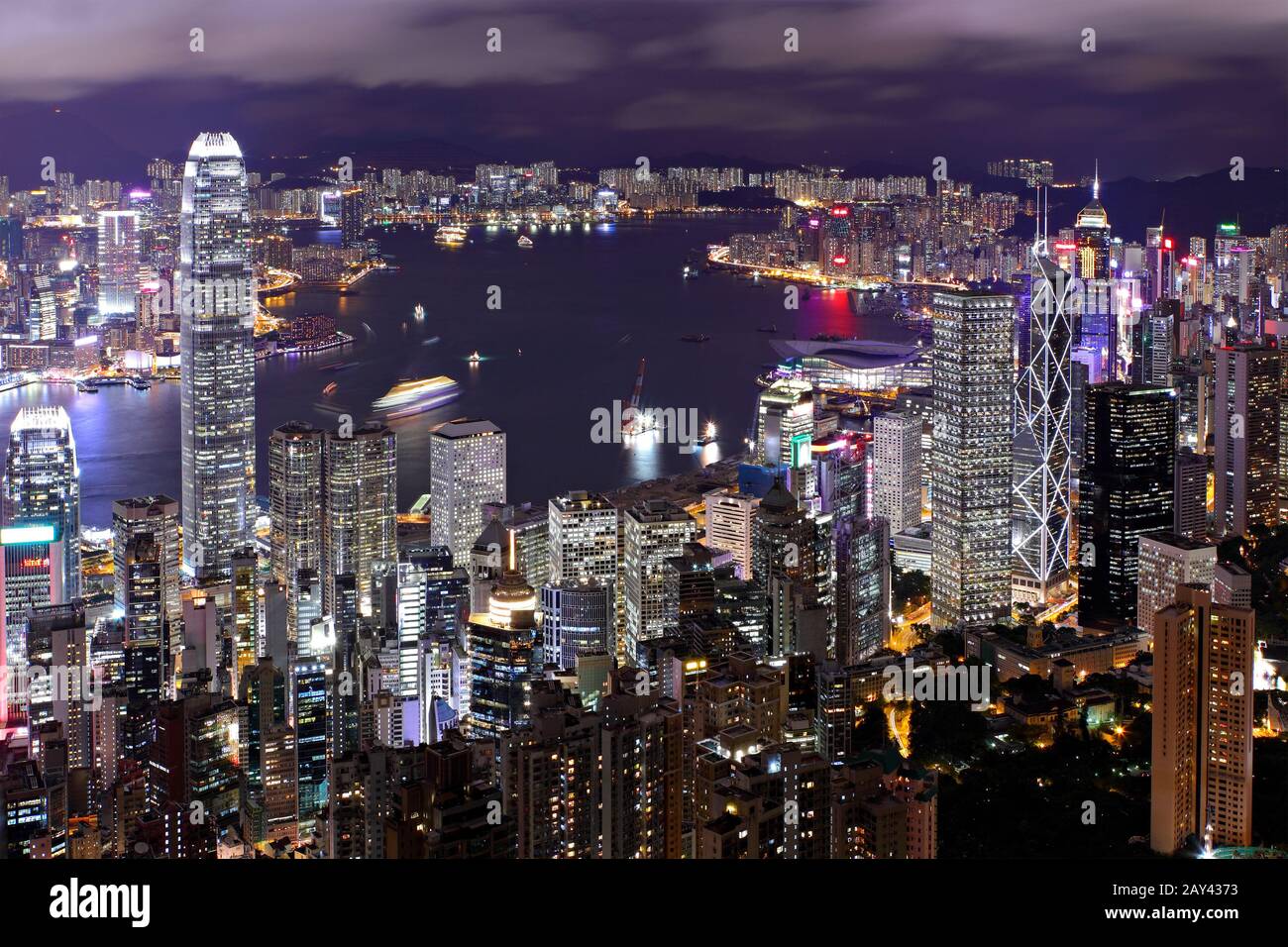 Di Hong Kong di notte Foto Stock