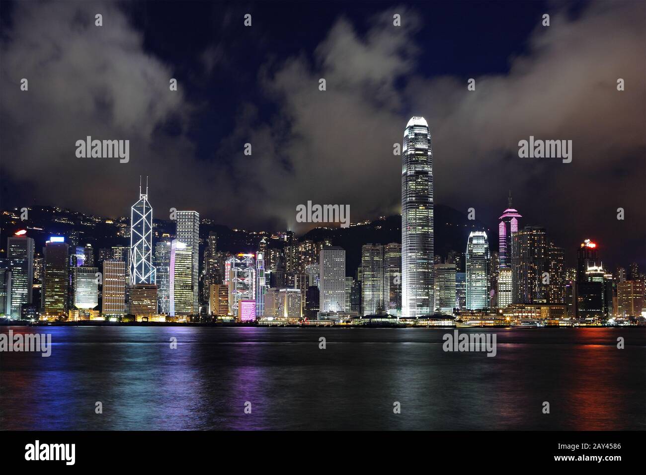 Di Hong Kong di notte Foto Stock