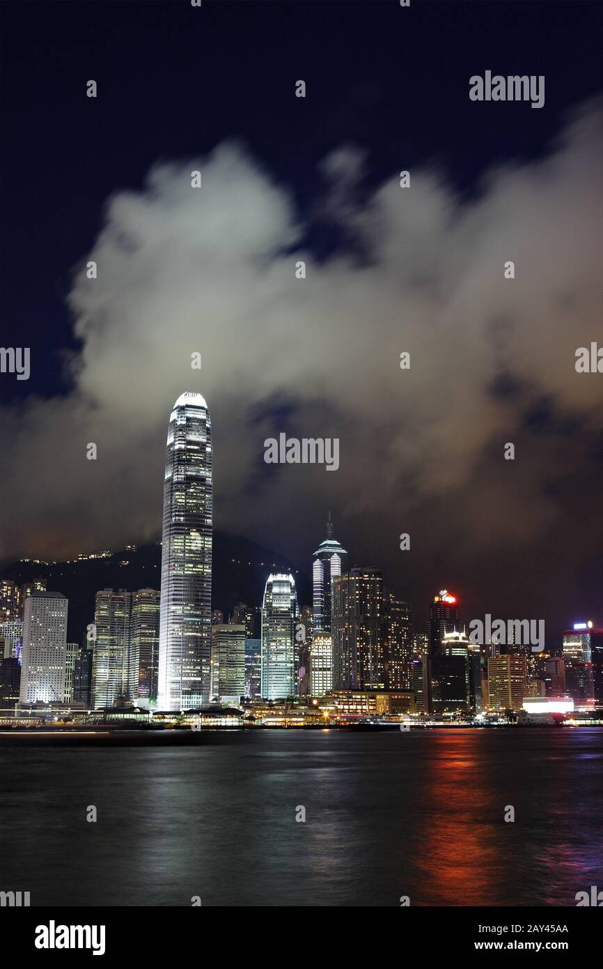 Di Hong Kong di notte Foto Stock