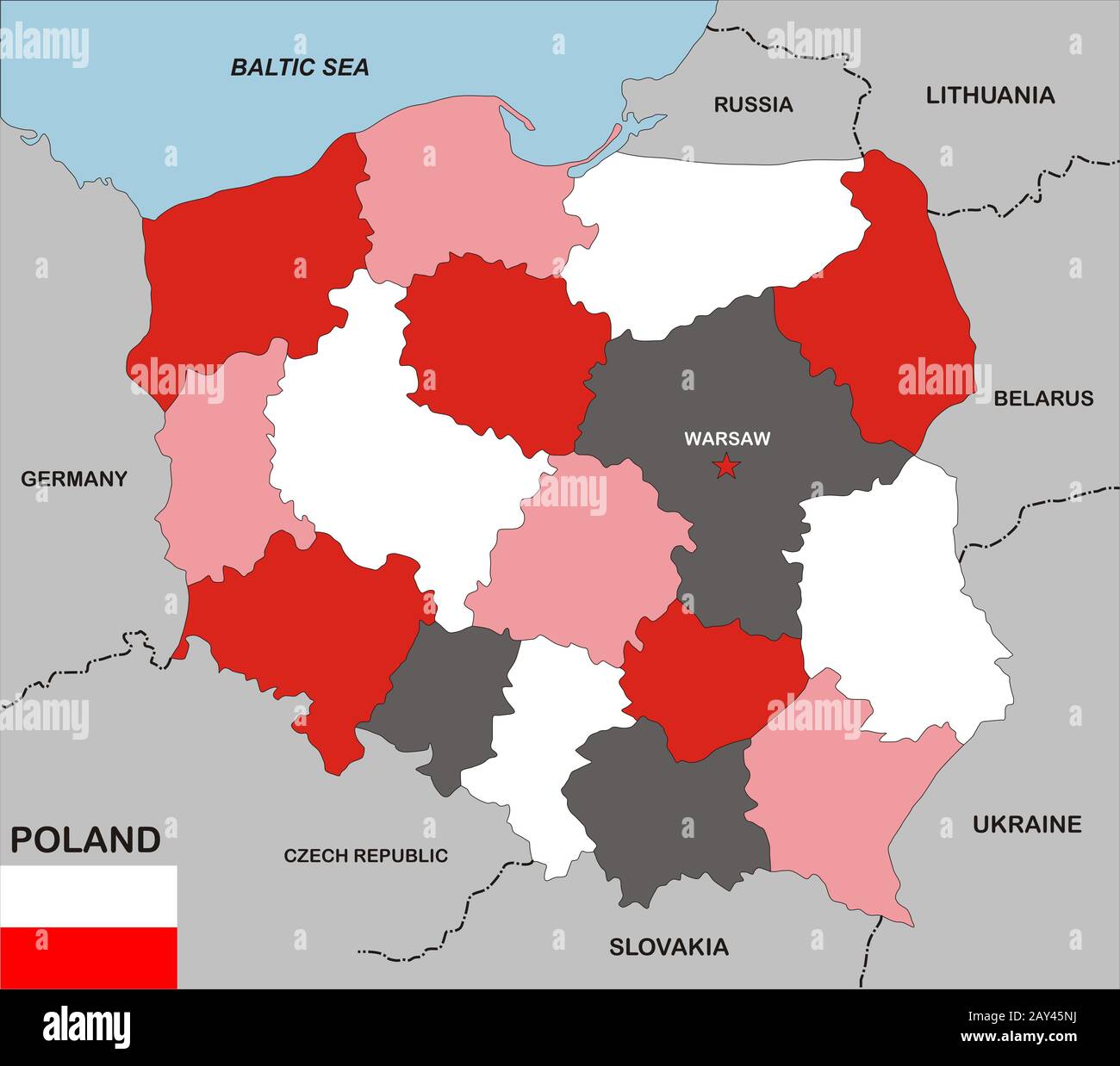 Mappa di Polonia Foto Stock