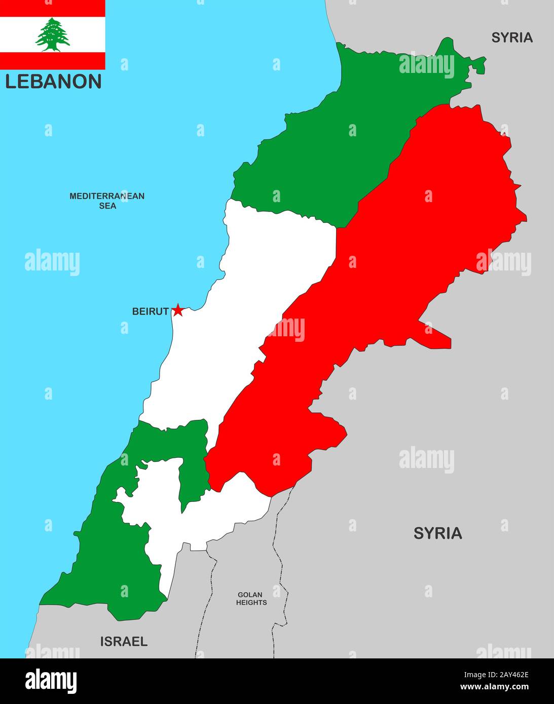 Mappa di Libano Foto Stock