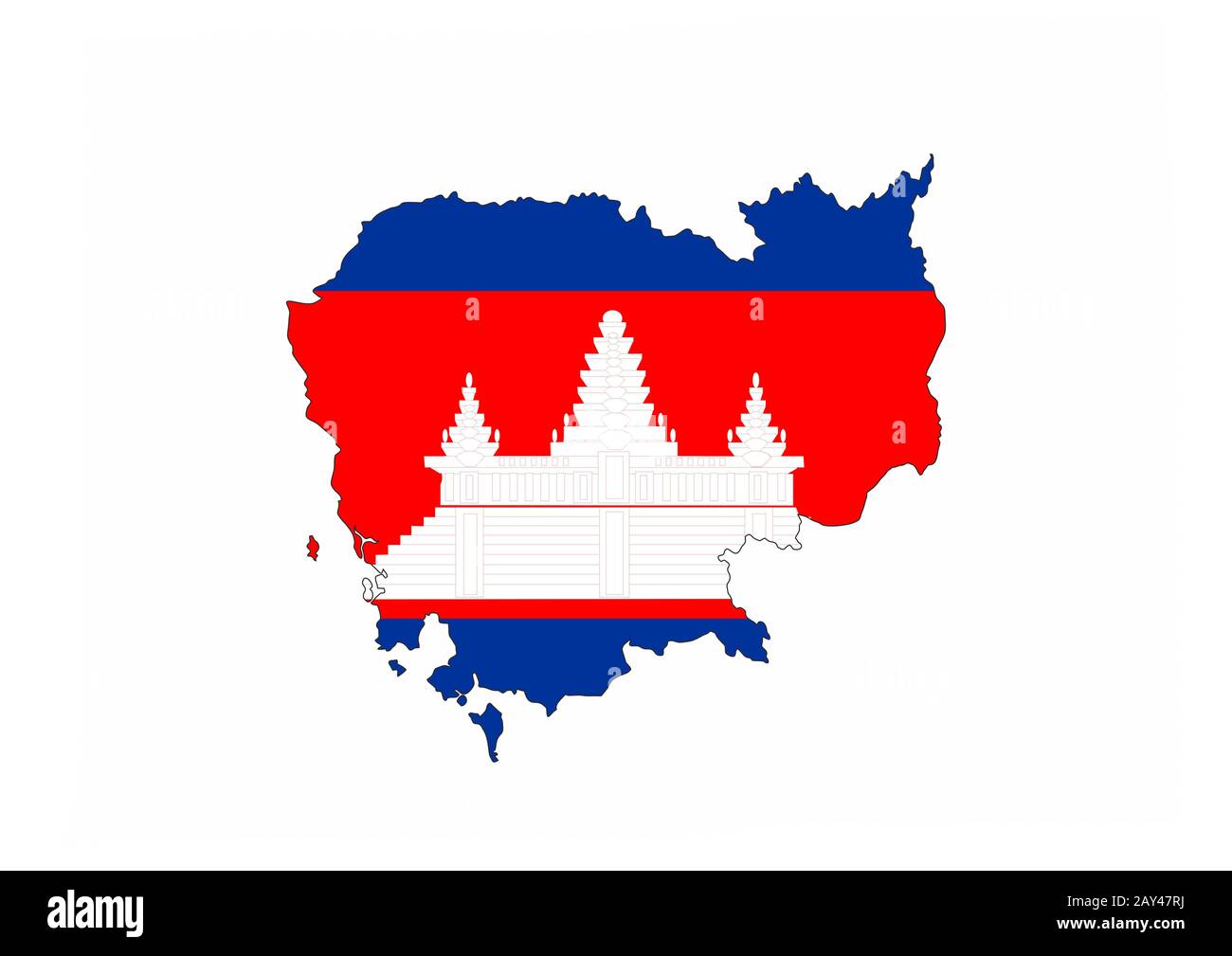 mappa della bandiera della cambogia Foto Stock