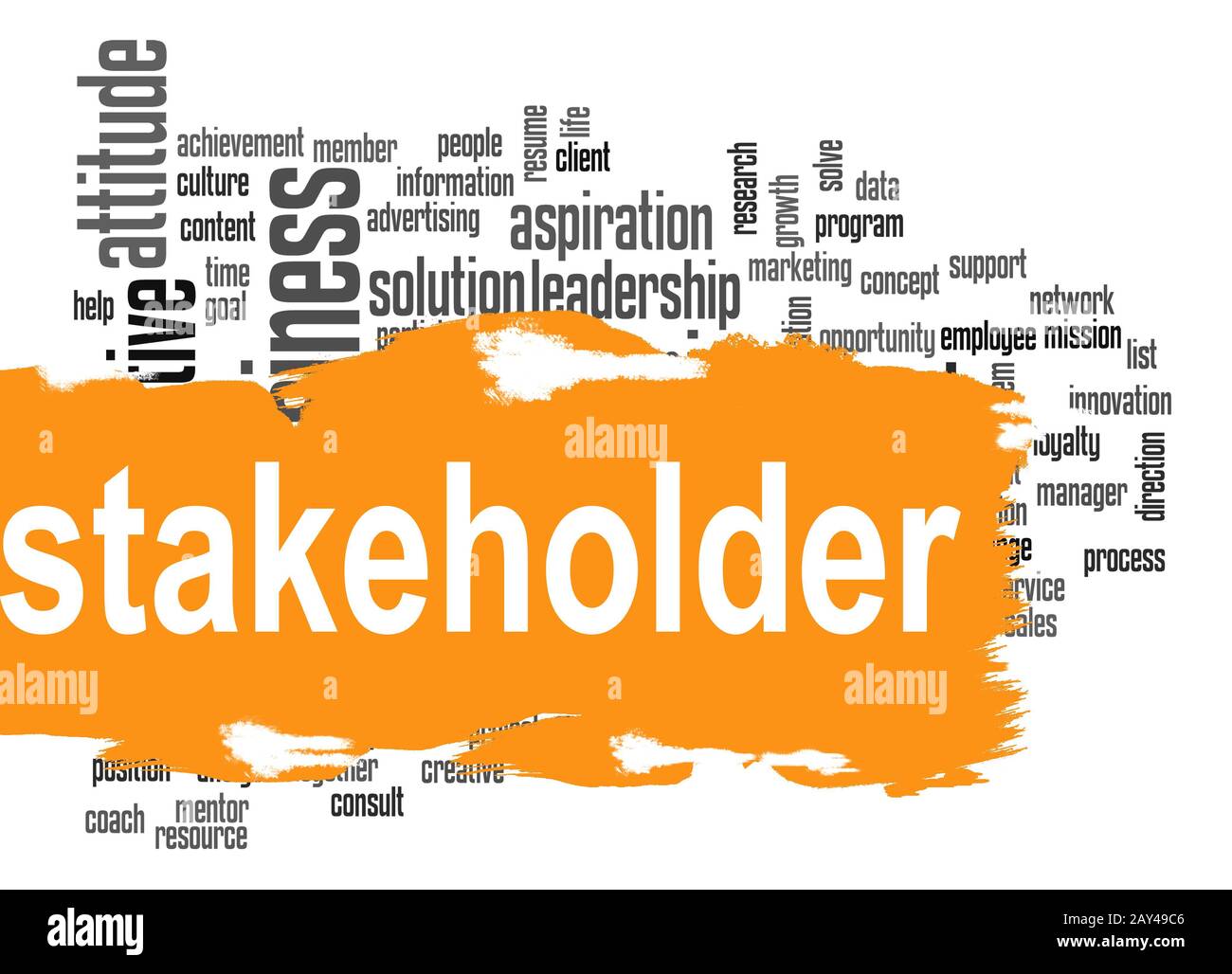 Nuvola di parole degli stakeholder con banner giallo Foto Stock