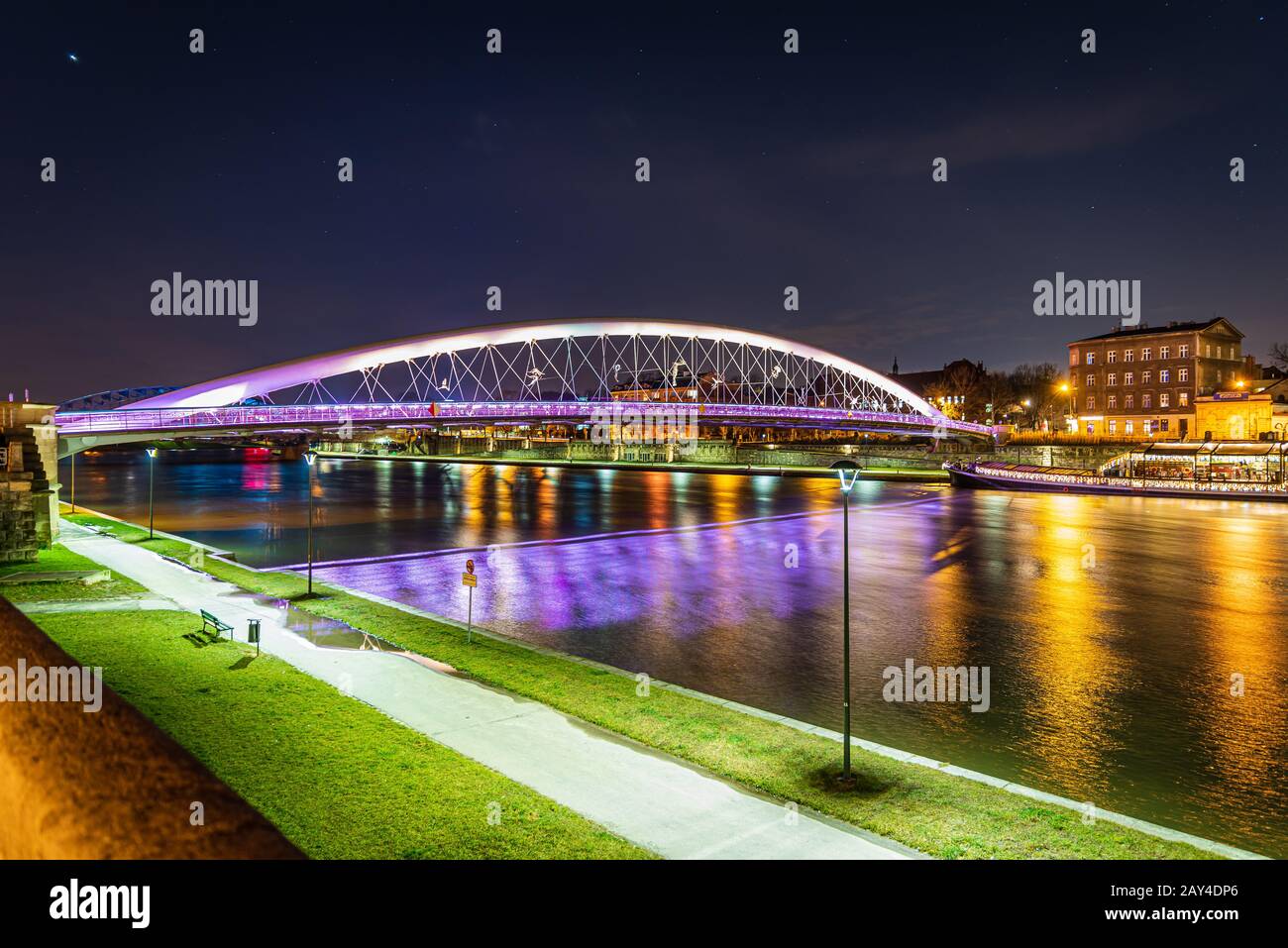Ponte di Padre Bernatek a Cracovia, Polonia Foto Stock