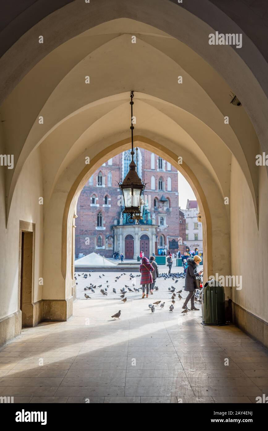 Piazza principale a Cracovia, Polonia Foto Stock