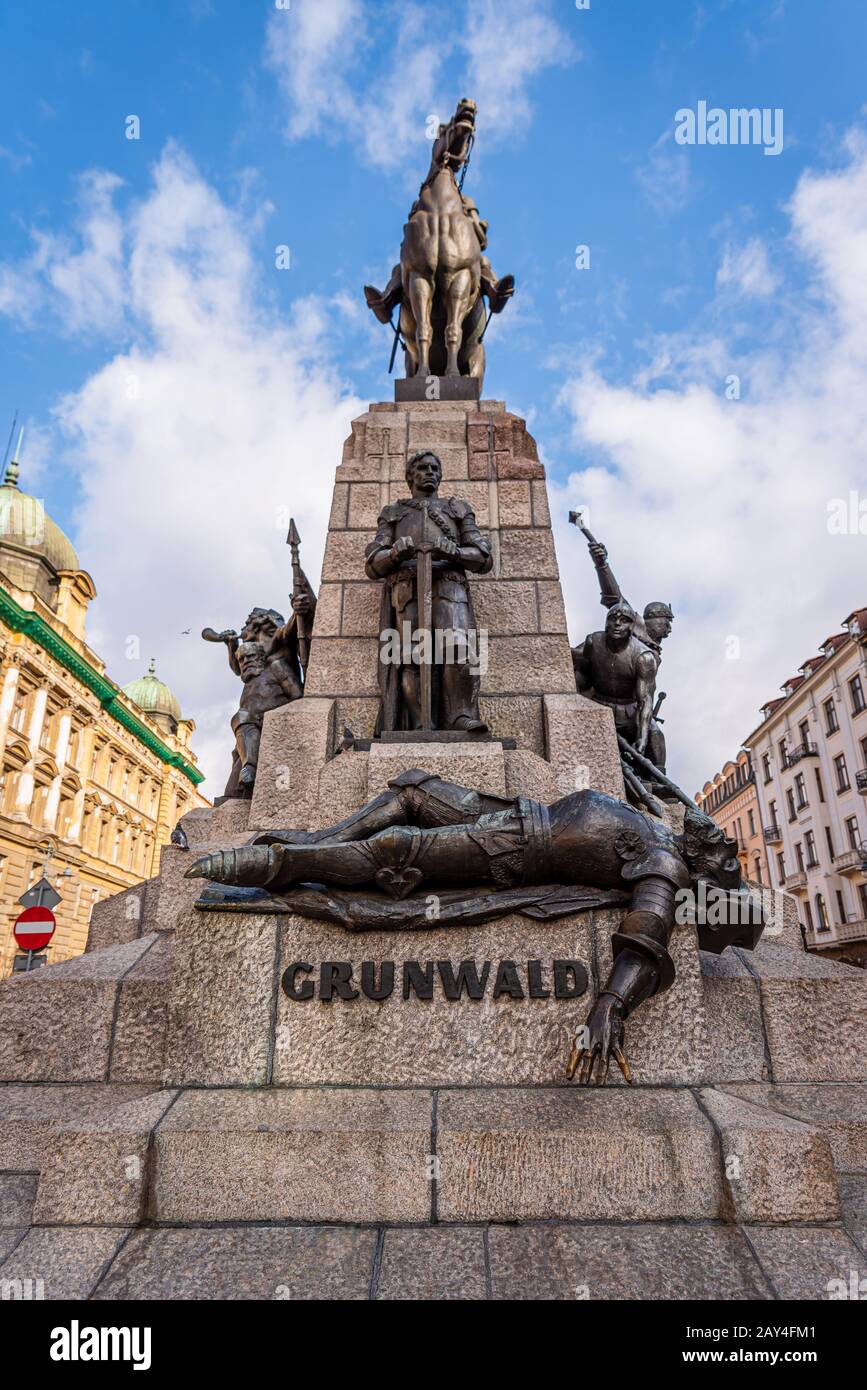 Statua Di Grunwald, Cracovia, Polonia Foto Stock