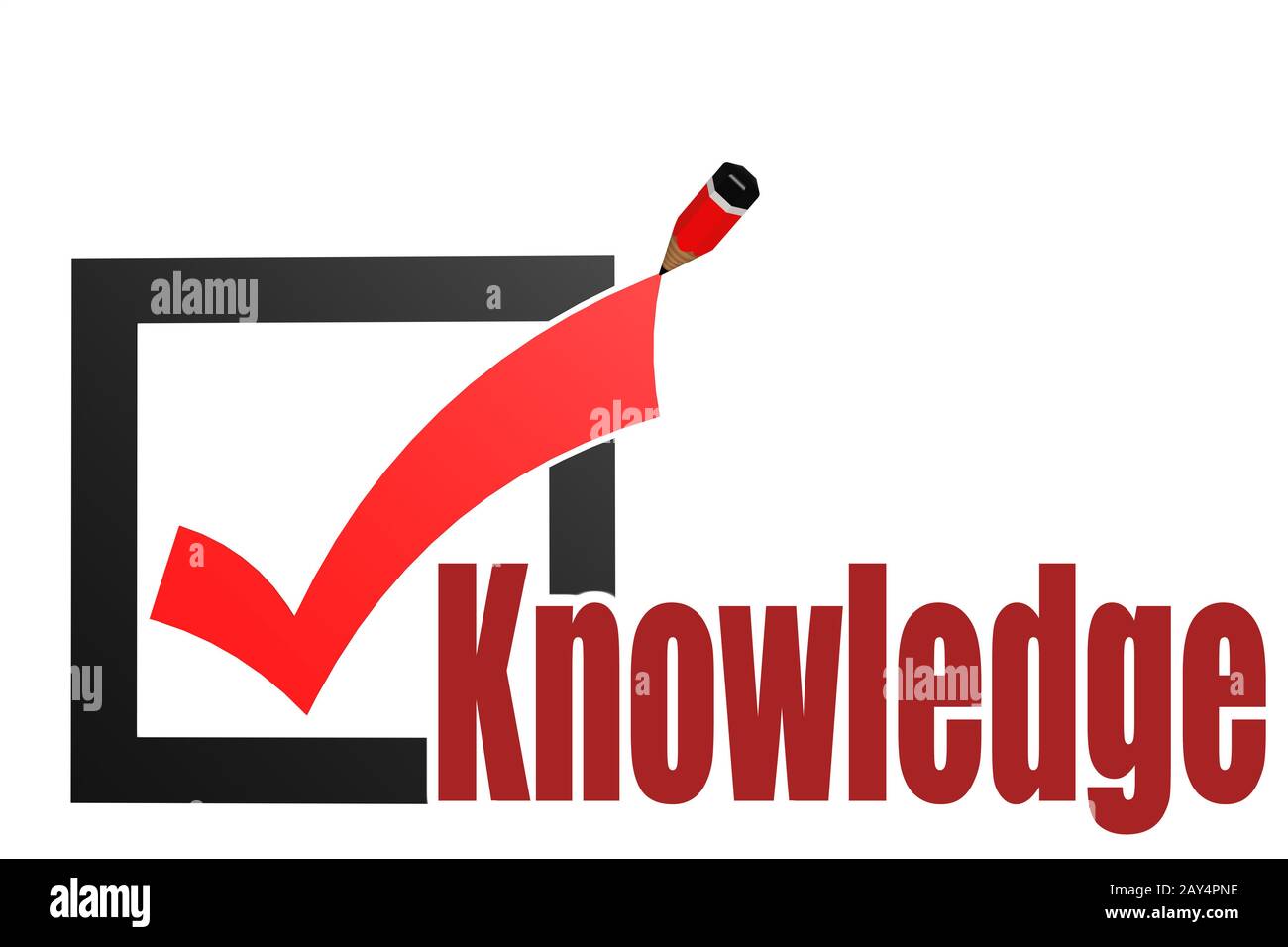 Segno di spunta con parola di conoscenza Foto Stock