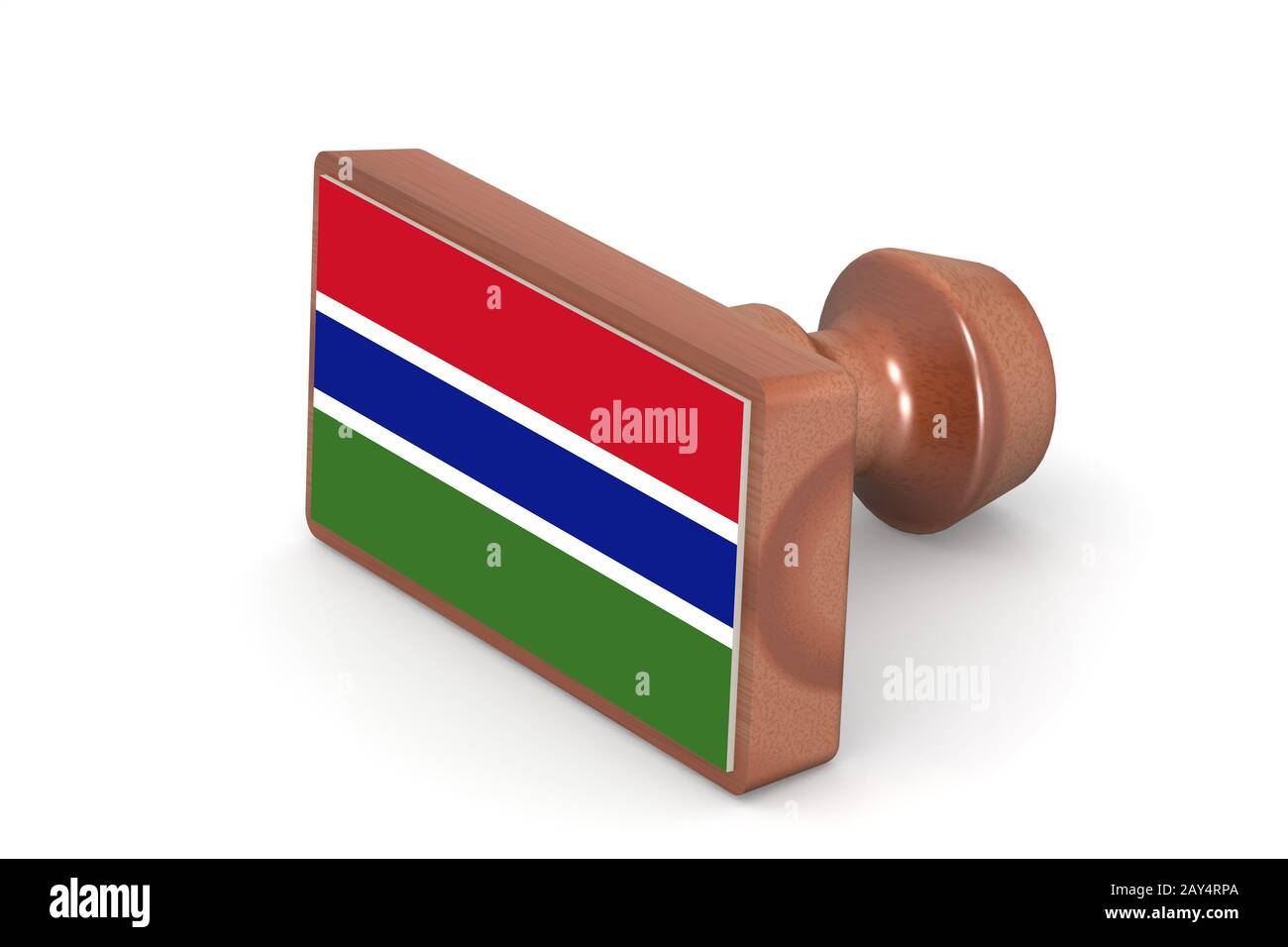 Francobollo di legno con il Gambia bandiera Foto Stock