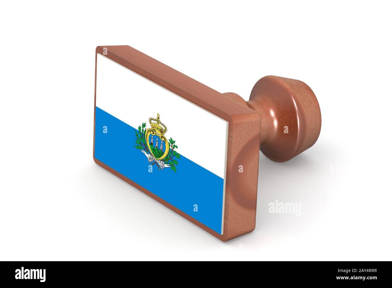 Francobollo di legno con San Marino bandiera Foto Stock