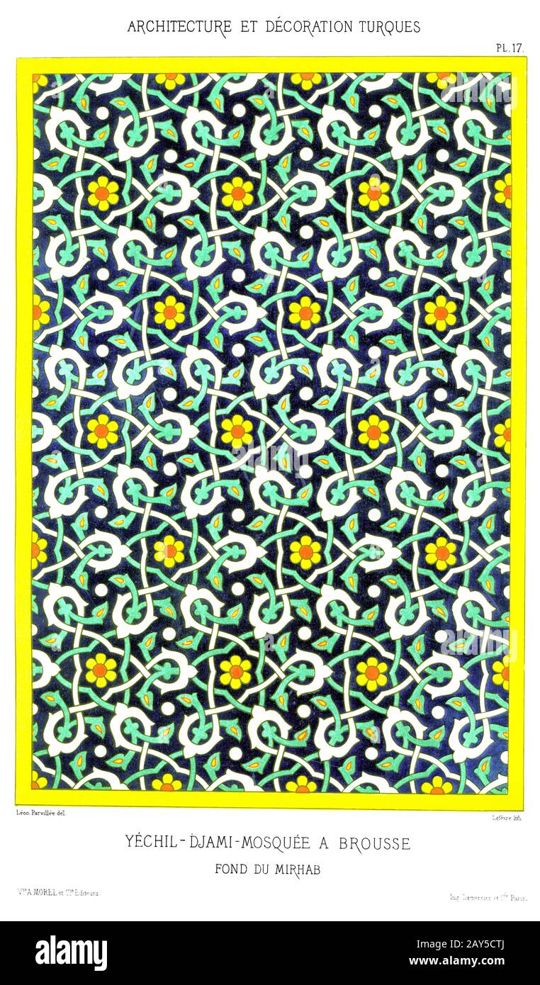 Turchia, Bursa, Moschea Verde, fondo della Mihrab, di decorazione turca 1874 Foto Stock