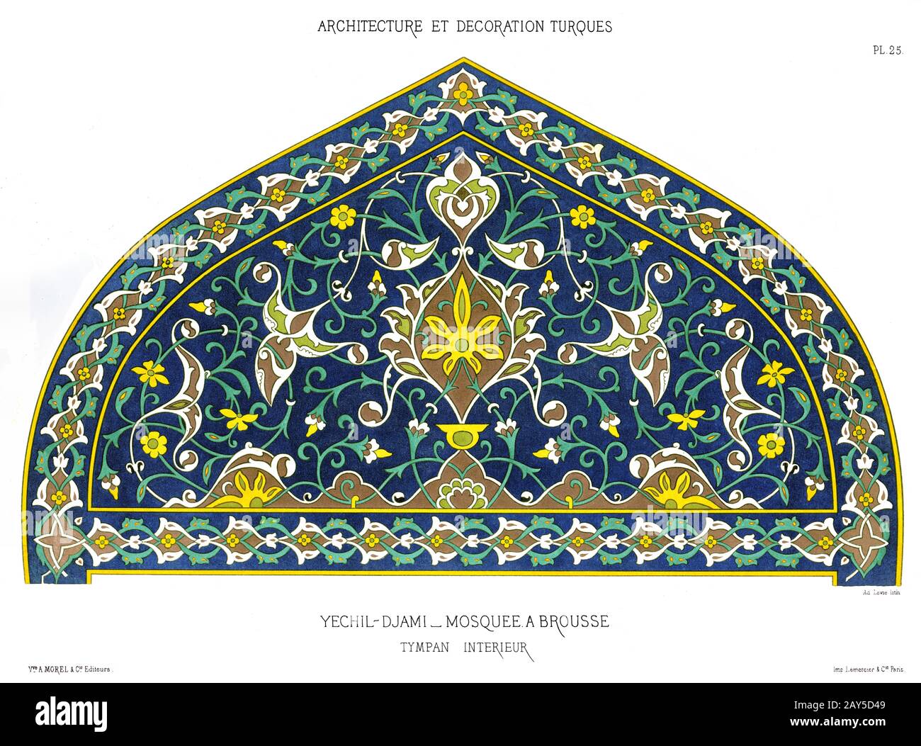Turchia, Bursa, Moschea Verde, timpano, camera di iman, da decorazione turca 1874 Foto Stock
