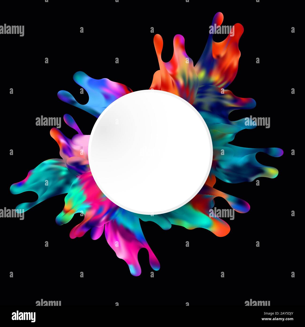 Schizzi di vernice schizzi astratti colorful cerchio vettore sfondo. Illustrazione Vettoriale