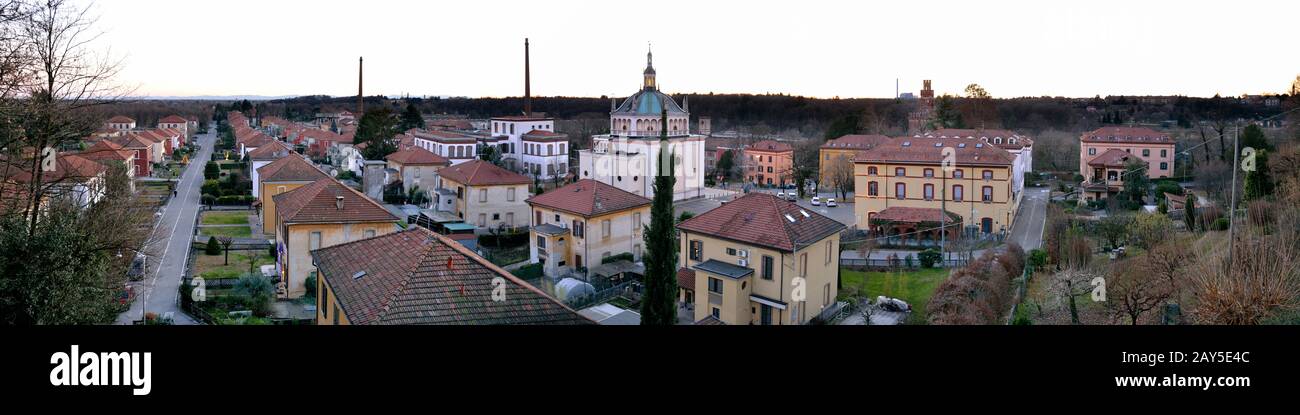 Crespi d'Adda, (villaggio dei lavoratori) Sito Patrimonio dell'Umanità dell'UNESCO - Lombardia, Italia, Europa Foto Stock