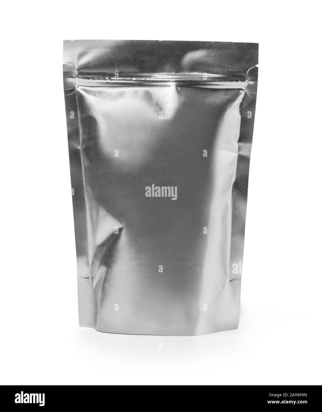 Busta Per Snack Flessibile In Bianco Con Supporto Per Alimenti. Simulazione, modello, tracciato di ritaglio Foto Stock